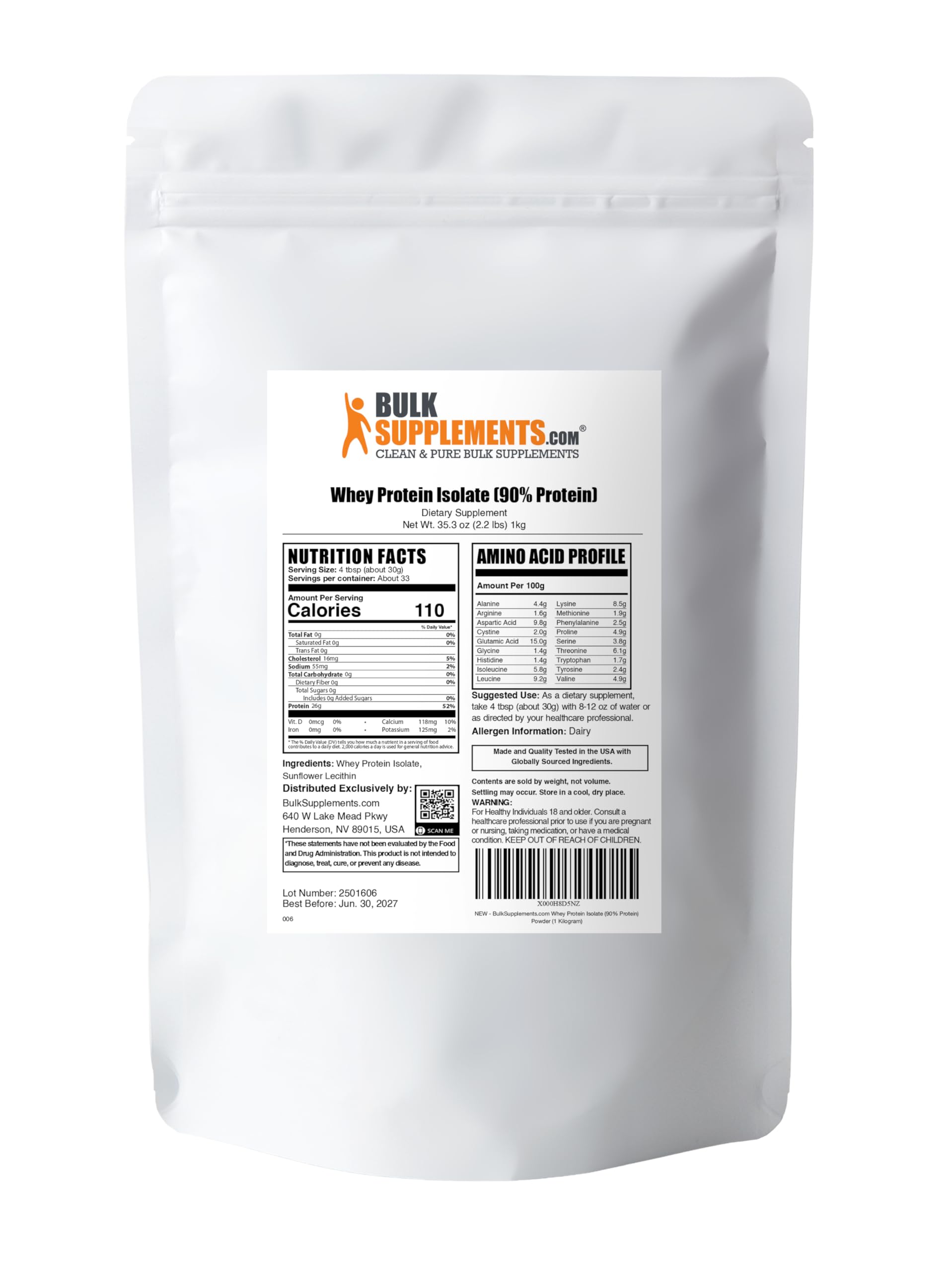  cgmp facility symbol on Bulksupplements Whey Protein Isolate emphasizing quality