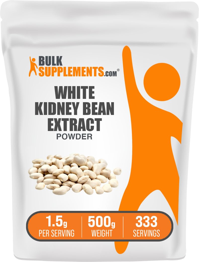 BulkSupplements White Kidney Bean Extract Powder bottle for gluten-free daily use.