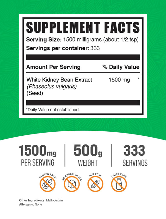 BulkSupplements White Kidney Bean Powder scoop ready to blend into shakes.