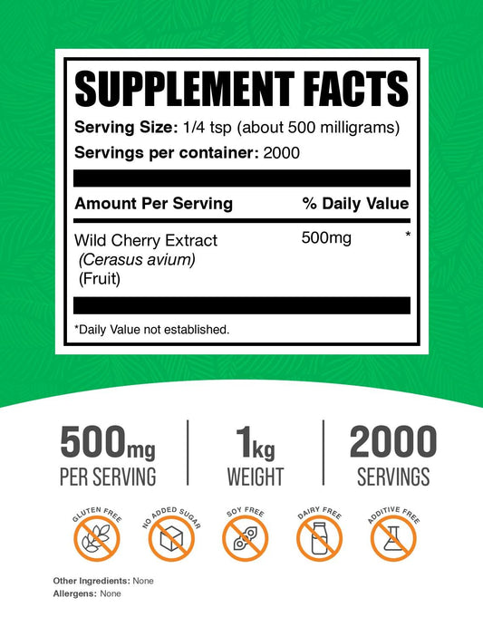 Bulksupplements Wild Cherry Extract Powder pour scene showing serving convenience