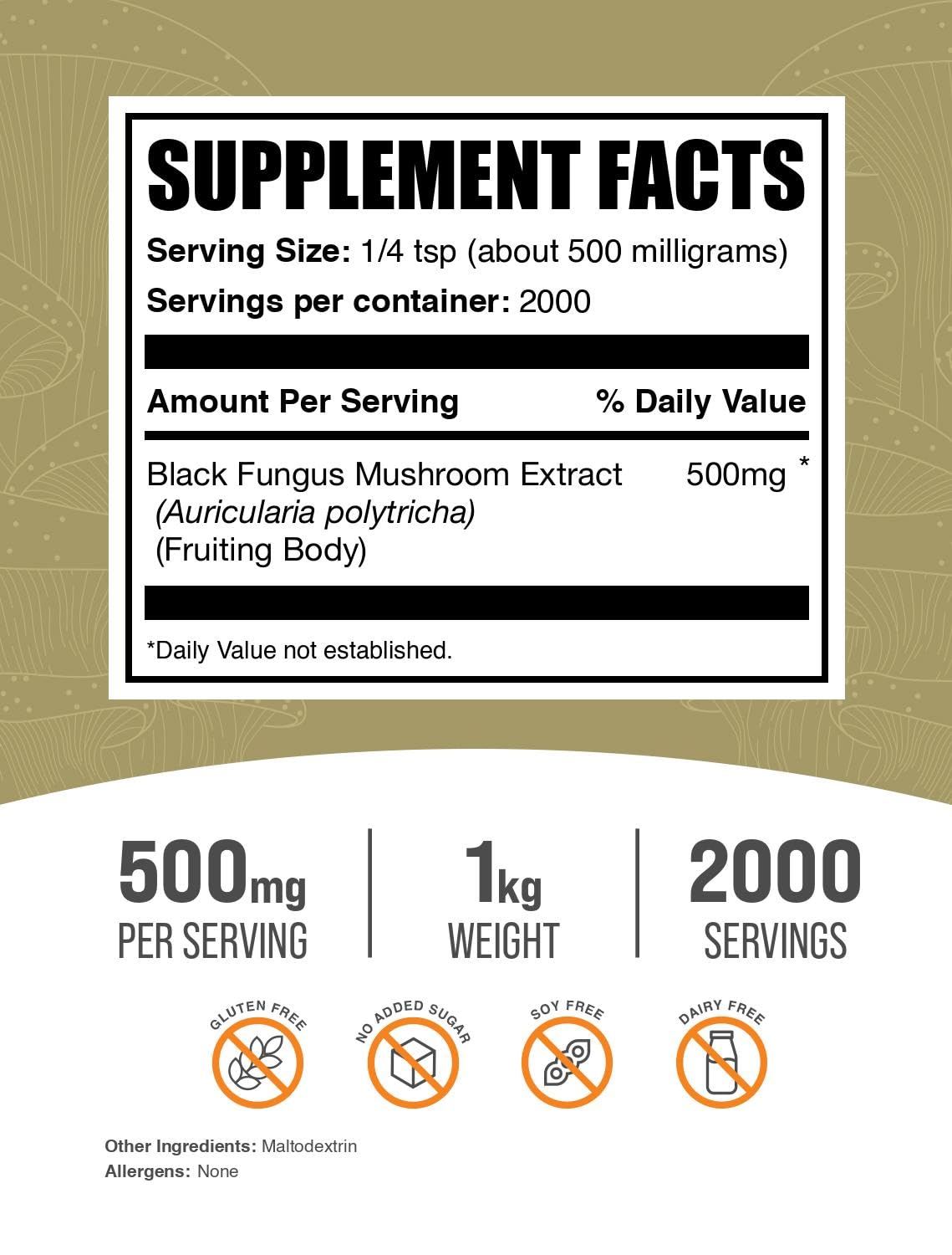 BulkSupplements Wood Ear Mushroom powder scoop ready for serving.