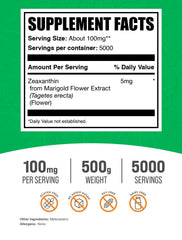 BulkSupplements Zeaxanthin Powder scoop enables precise 5 mg servings.