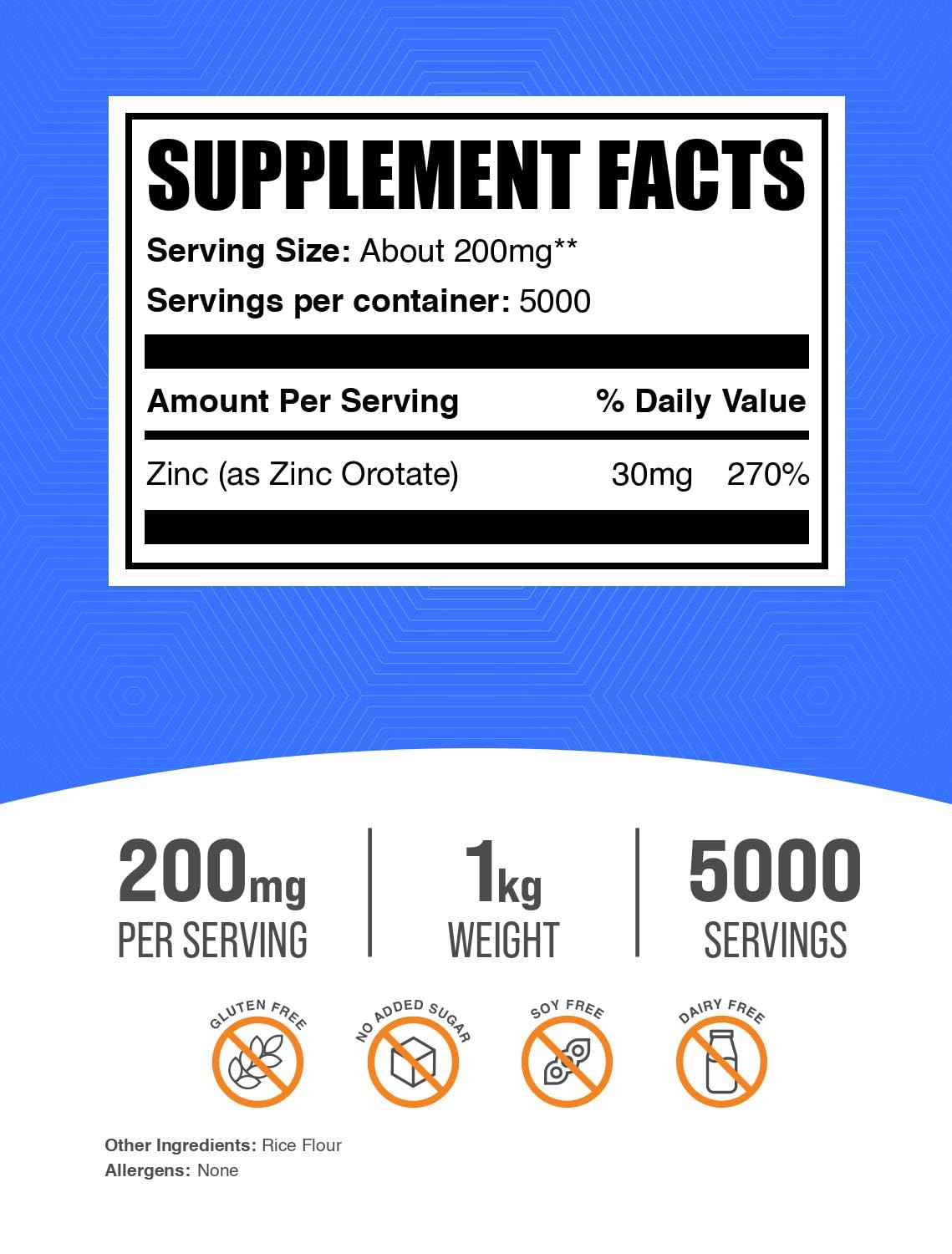 BulkSupplements Zinc Orotate powder with measuring scoop for convenient dosing