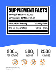 Measuring scoop with BulkSupplements Zinc Orotate Powder for easy dosing and consistency.