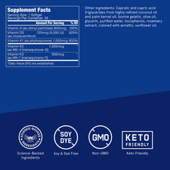 Bulletproof A-D-K softgels label close-up highlighting vitamin blend.