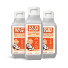 Bulletproof Brain Octane C8 MCT Oil triple-pack bottle ideal for quick energy