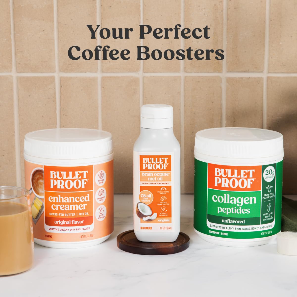 Unopened packaging from Bulletproof emphasizes purity and quality from premium coconut oil