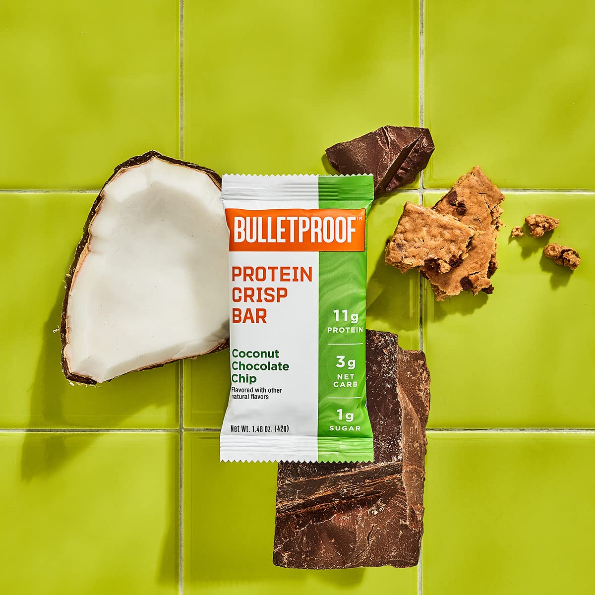 Bulletproof bar break showing creamy center with a satisfying crunch.