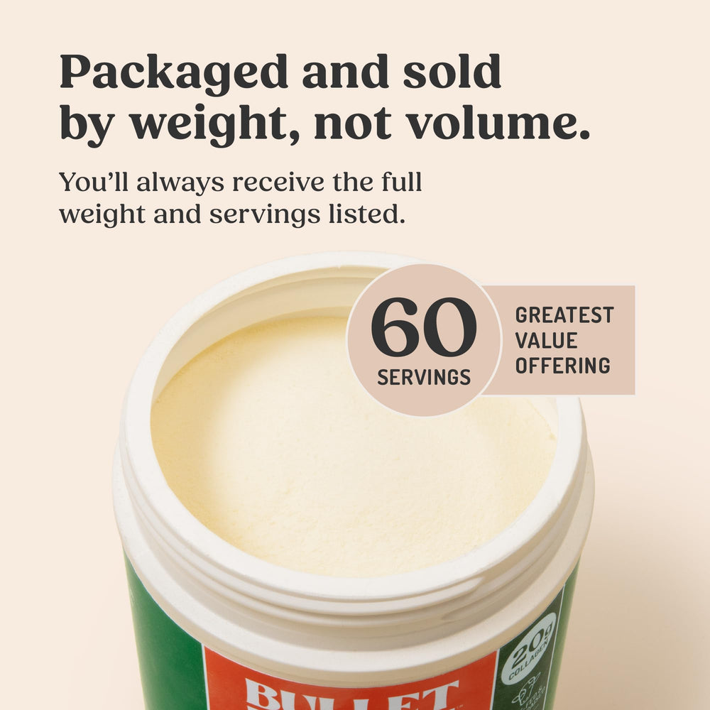 Bulletproof Collagen Peptides pantry storage image highlights easy daily use.