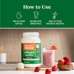 Bulletproof Collagen Peptides blended into smoothies for keto-friendly protein.