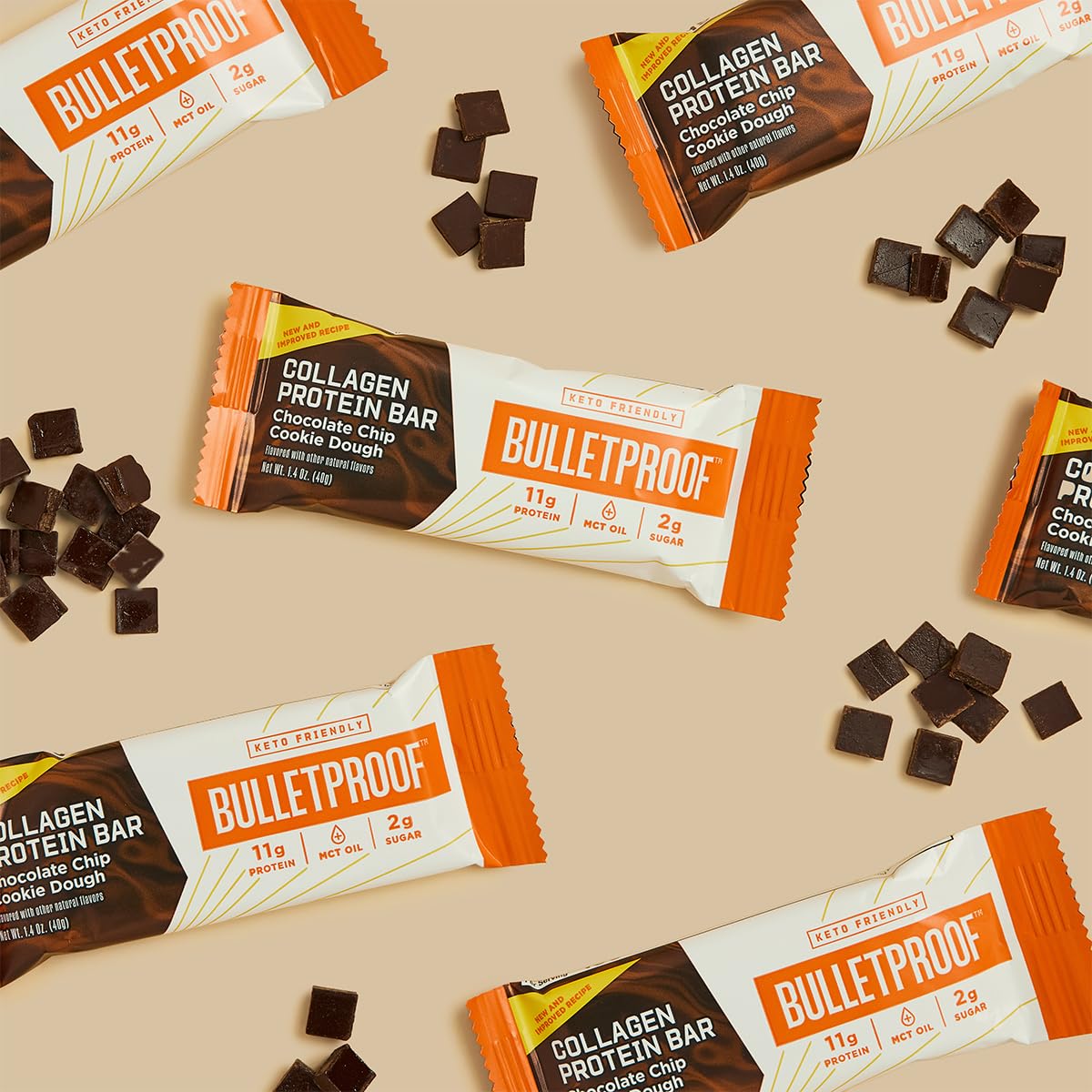 Bulletproof cookie dough bar on the go shows convenient nutrition anywhere.