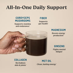 Bulletproof Energy Collagen Vanilla Bean bottle with MCT oil and adaptogens