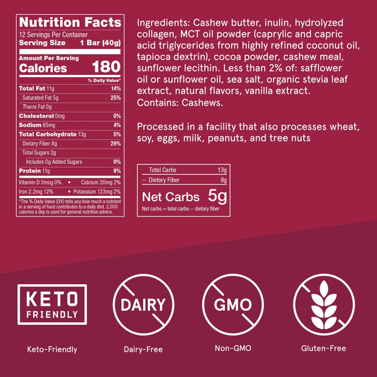 Bulletproof Fudge Brownie Collagen Bar closeup shows fudgy texture.
