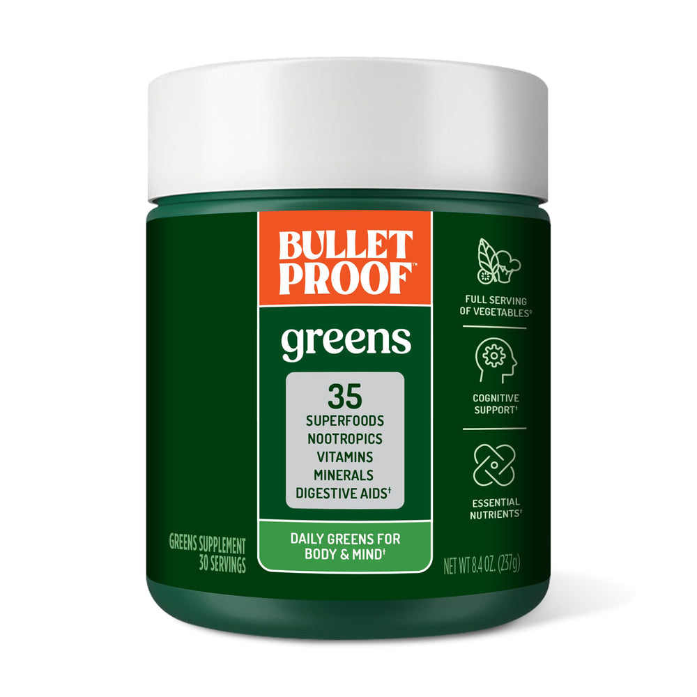 Bulletproof Greens jar front view for daily greens support