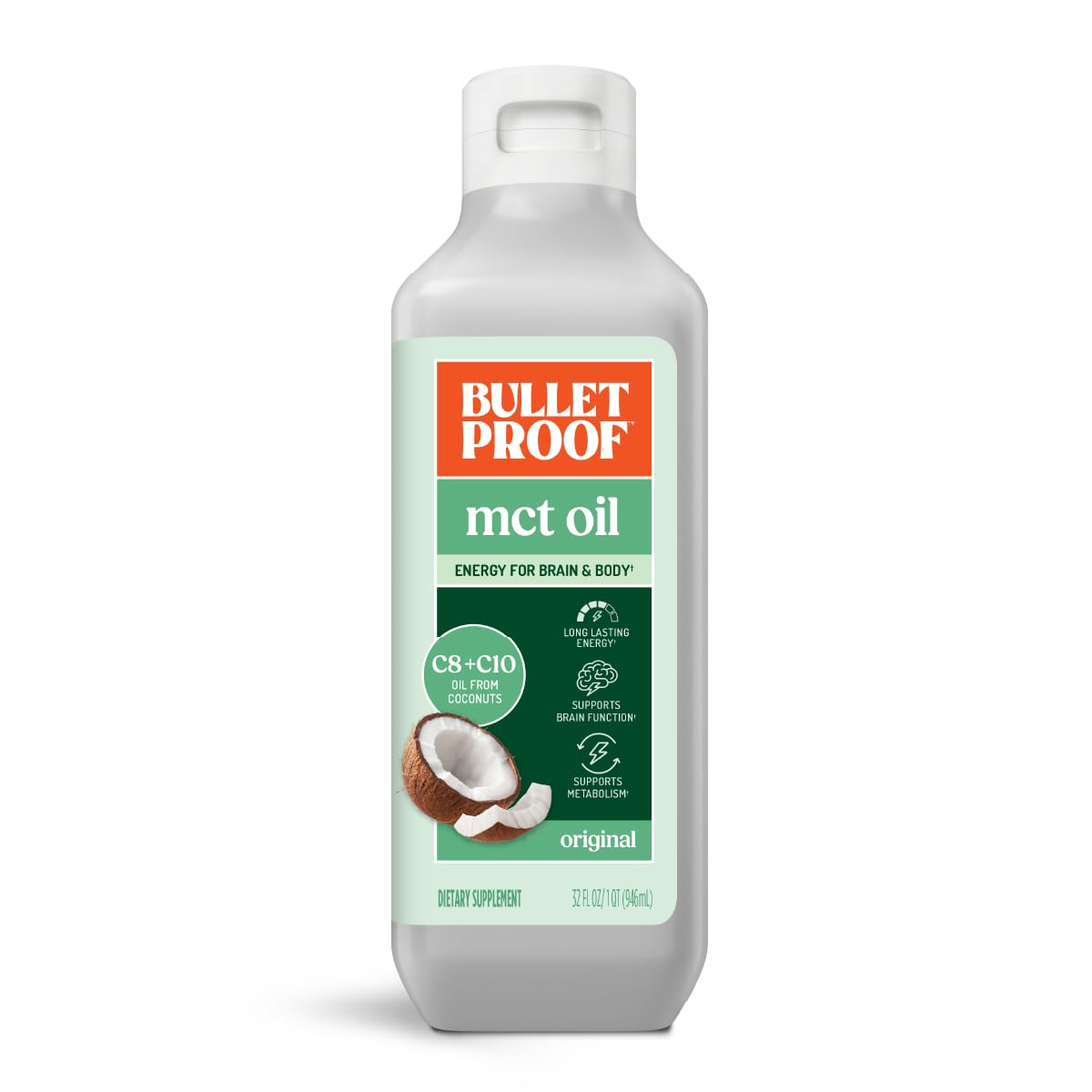 Bulletproof MCT Oil bottle on countertop ready to fuel your morning coffee.