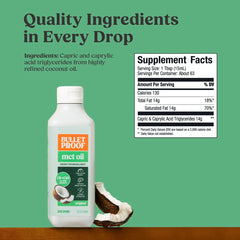 Close-up of Bulletproof MCT Oil from pure coconut origin.
