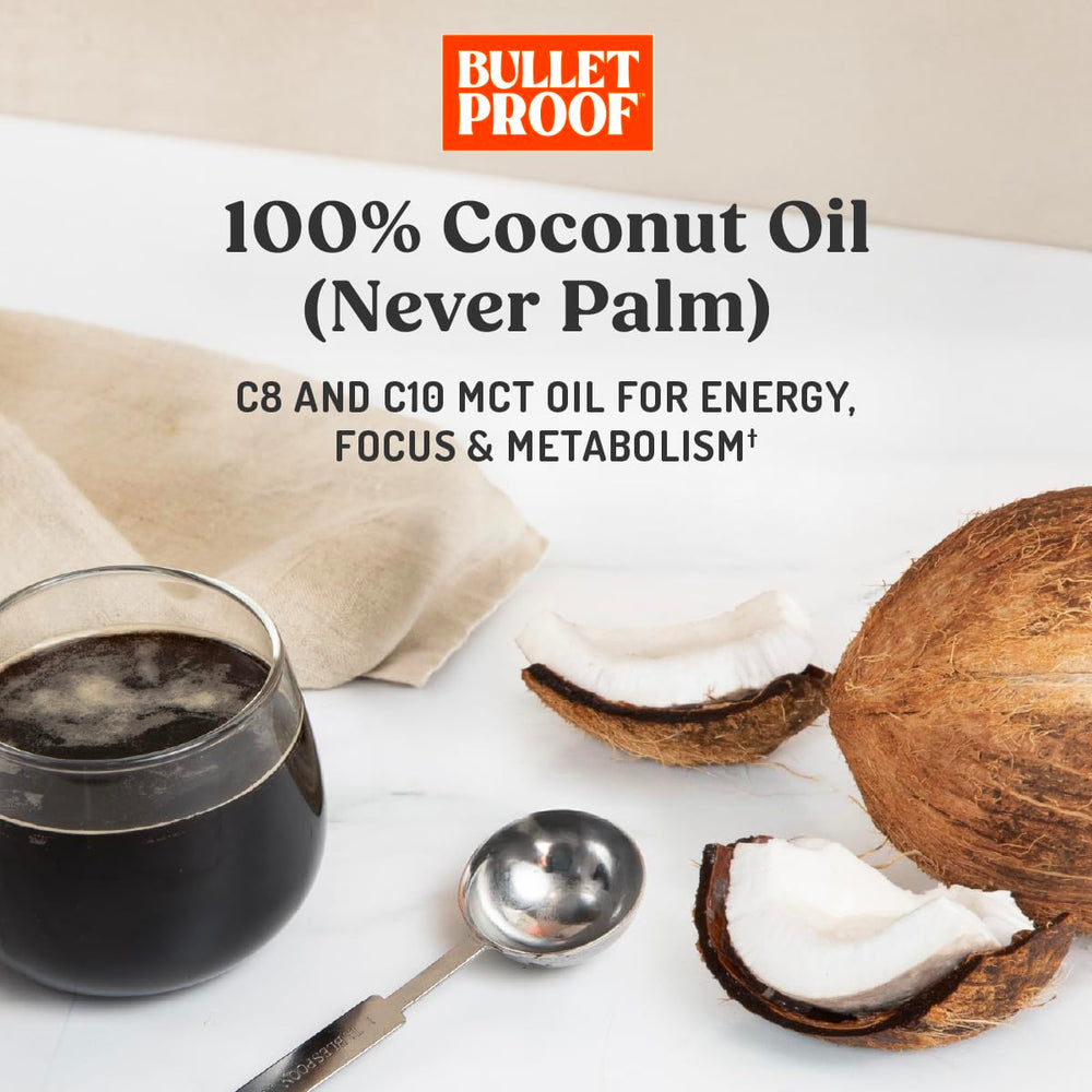Bulletproof MCT Oil added to coffee for smooth, sustained energy.