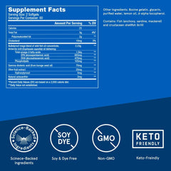Close-up of Bulletproof Omega Krill Complex softgels highlighting golden capsules and lemon flavor