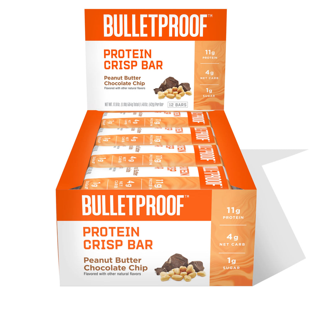 Bulletproof Protein Crisp Bar front view for on-the-go energy and protein.
