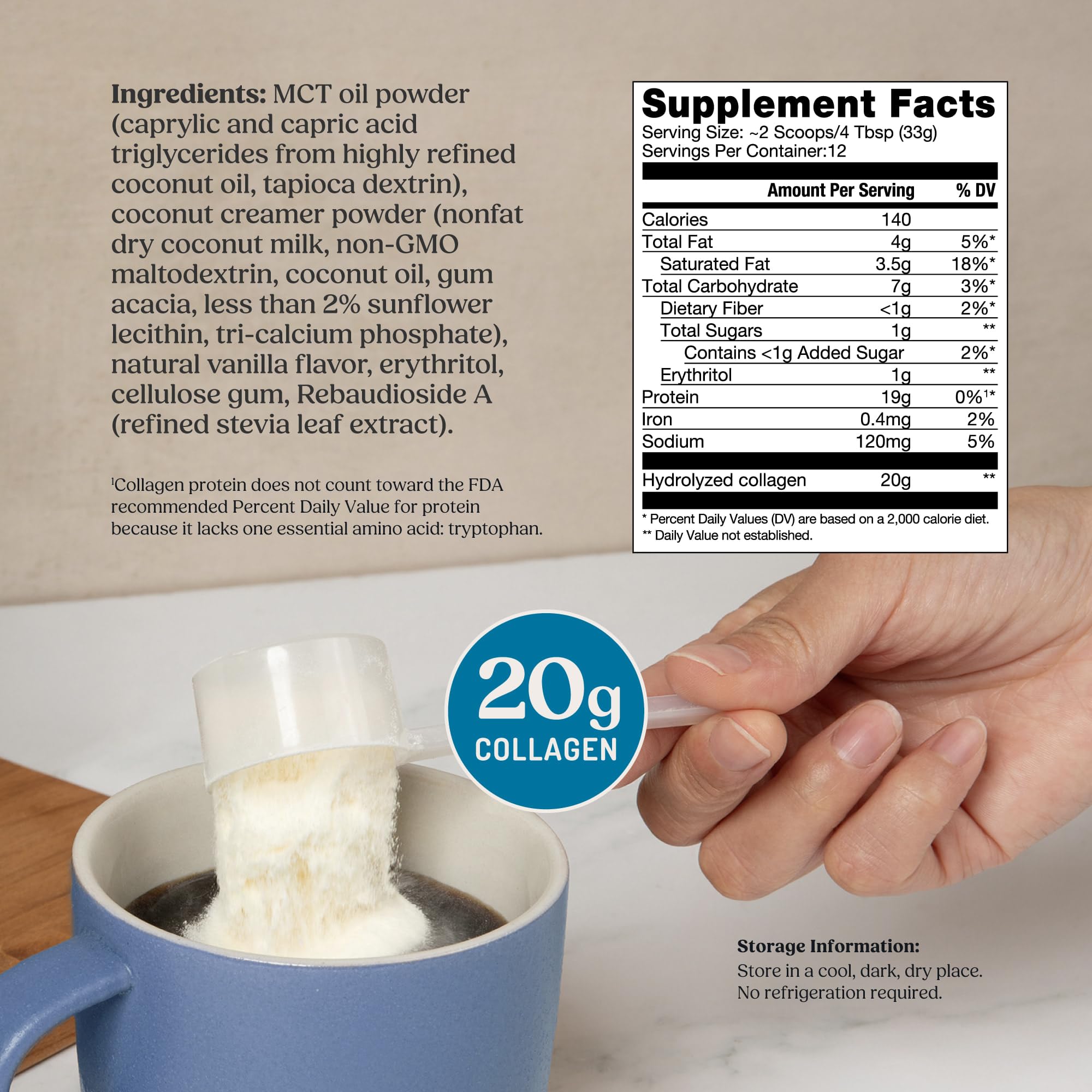 Bulletproof Vanilla Collagen Peptides in coffee for smooth flavor