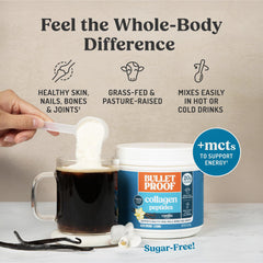 Bulletproof Vanilla Collagen Peptides powder blended into smoothies