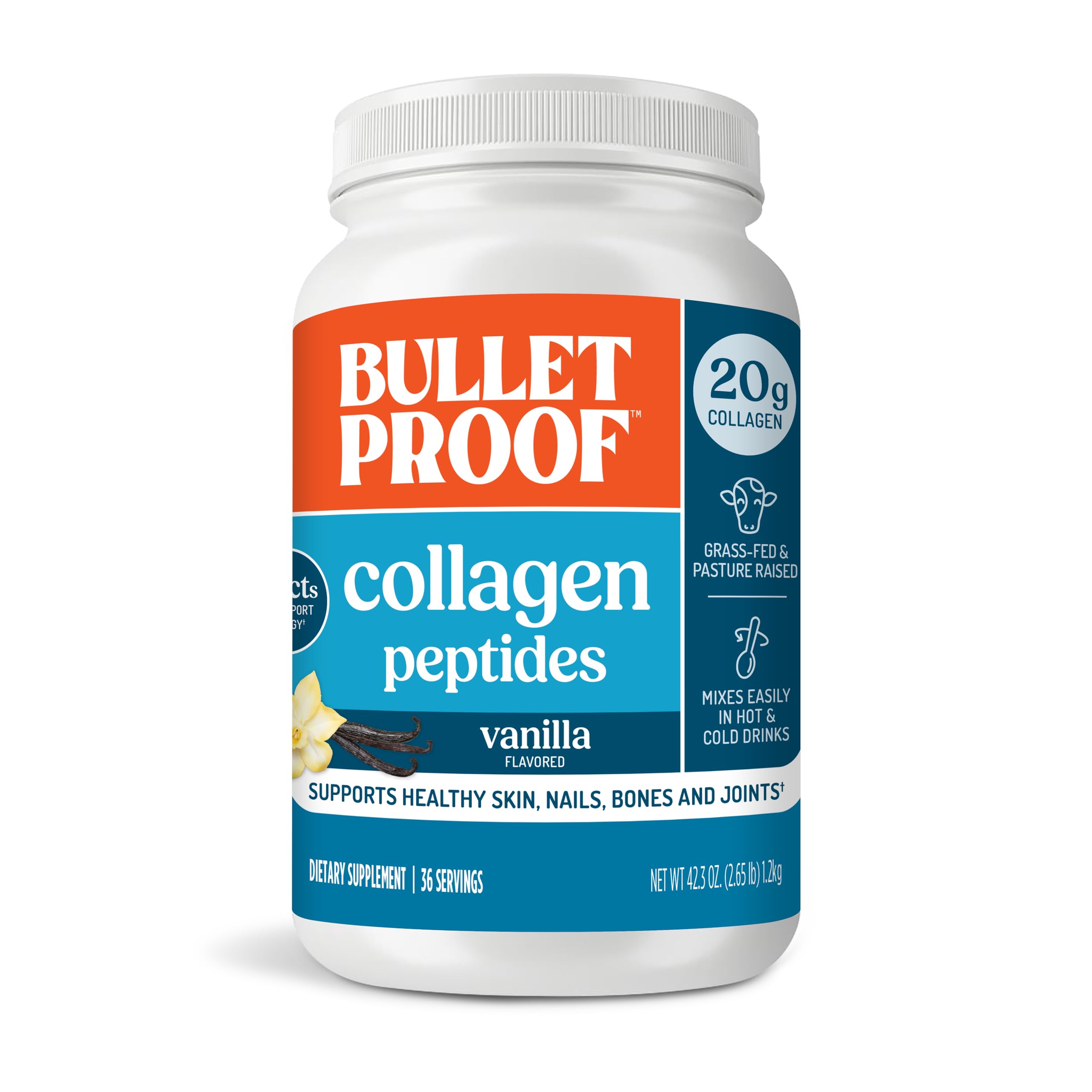 Bulletproof Vanilla Collagen Powder bottle shows daily protein source