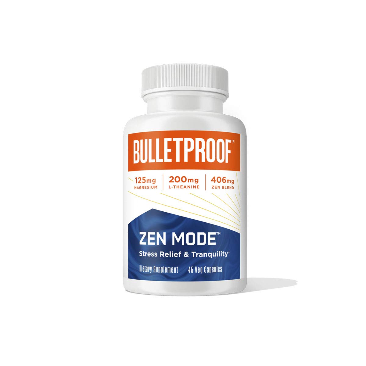 Bulletproof Zen Mode bottle front promoting daily calm and focus