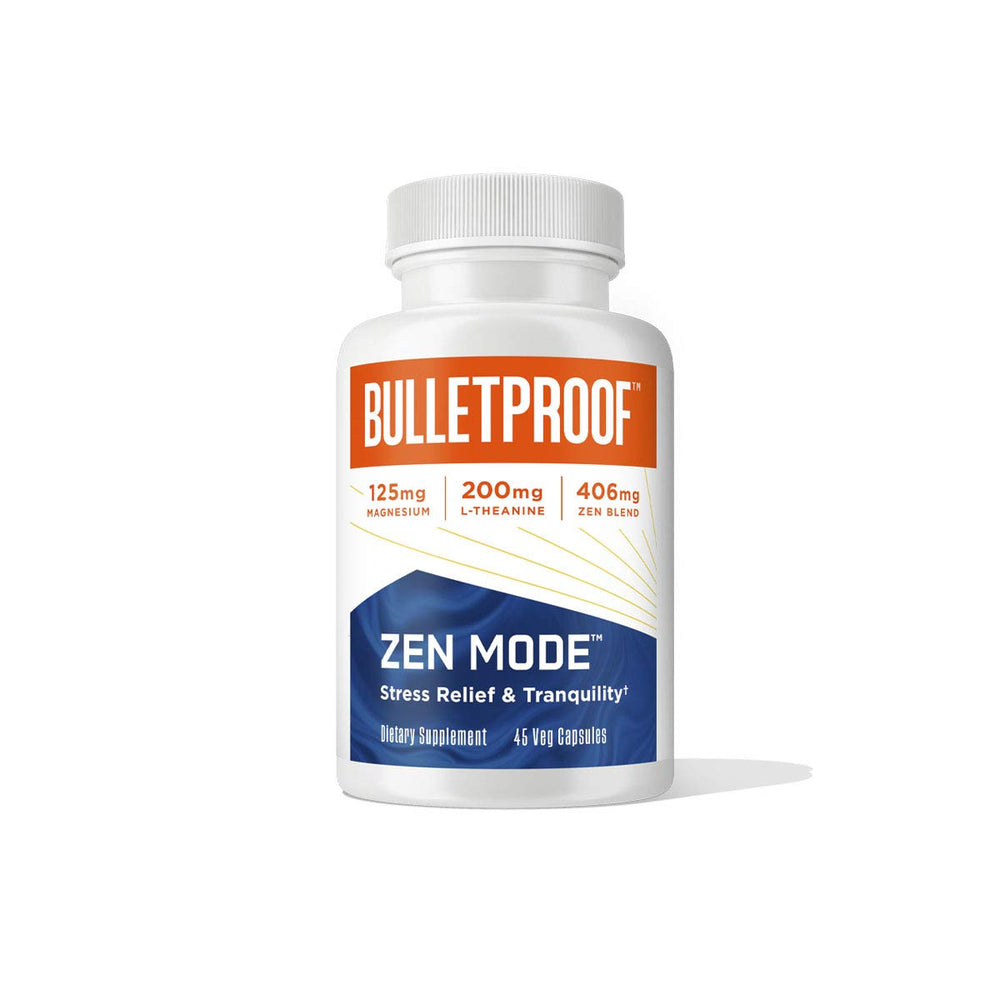 Bulletproof Zen Mode bottle front promoting daily calm and focus