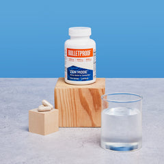 Bulletproof Zen Mode bottle label detailing 45-count calm support