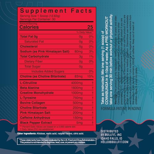 Bullfit Cowabunga peach mango bottle on shelf showcasing clean label.