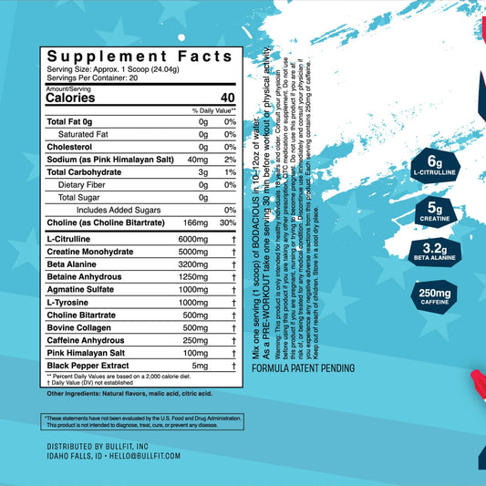BullFit Pina Coolada ready-to-mix serving promotes focus and sustained energy during workouts.