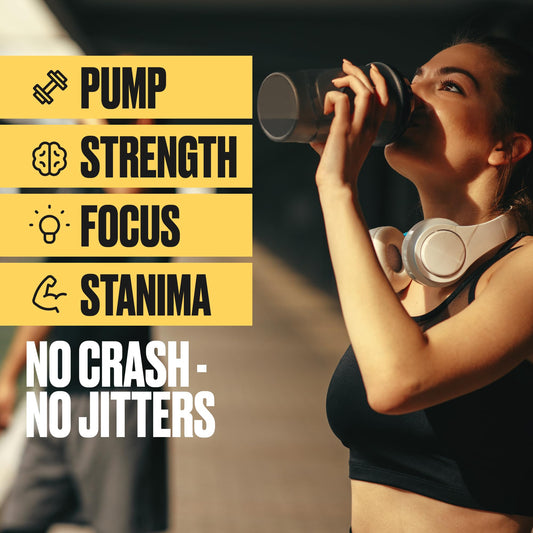 BullFit Pre Workout powder scoop dissolving highlights clean energy without sugar.