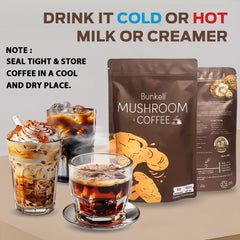 Bunkell Mushroom Coffee coffee-beans-arabica highlighting smooth flavor and aroma.