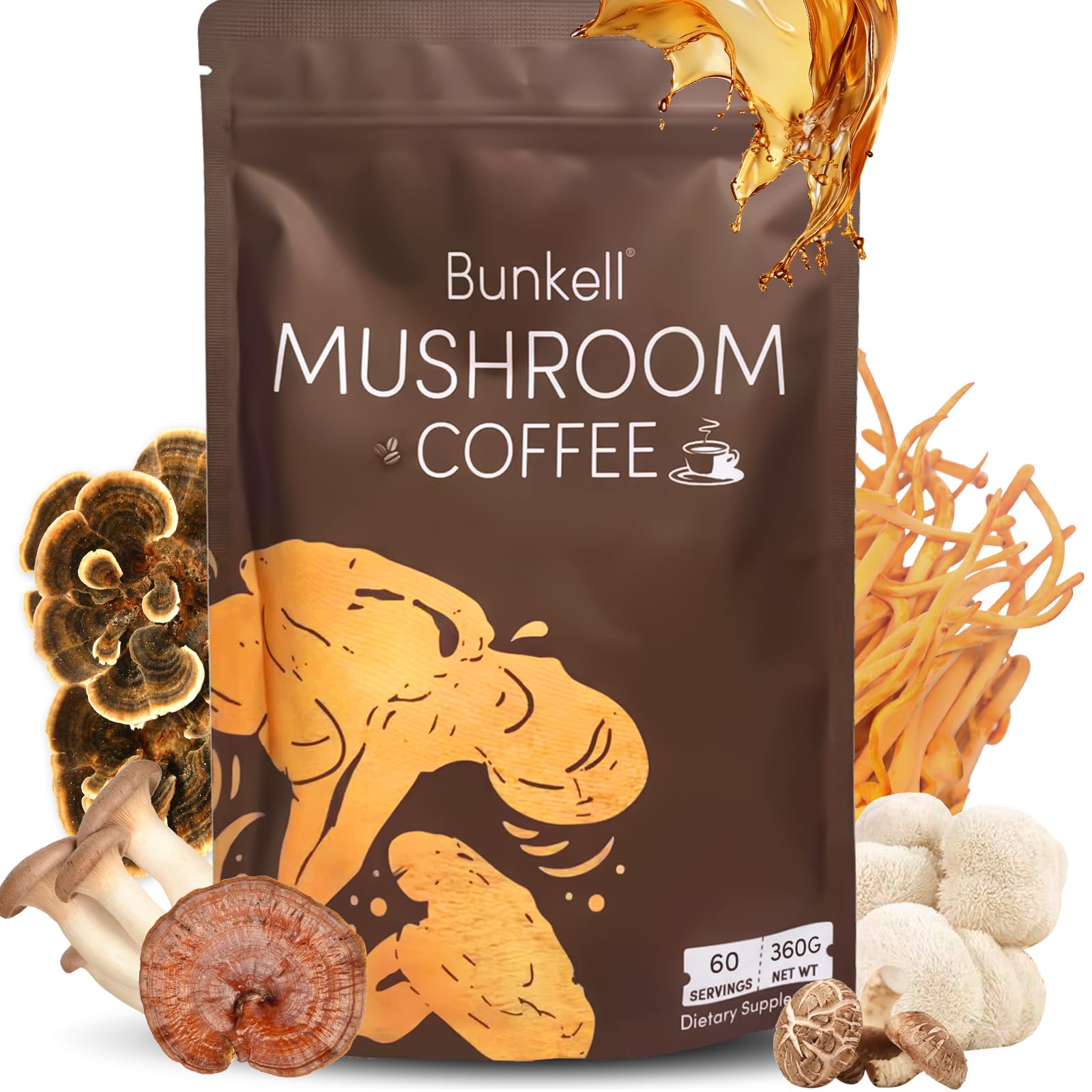 Bunkell Mushroom Coffee instant powder for a quick energy boost and focus.