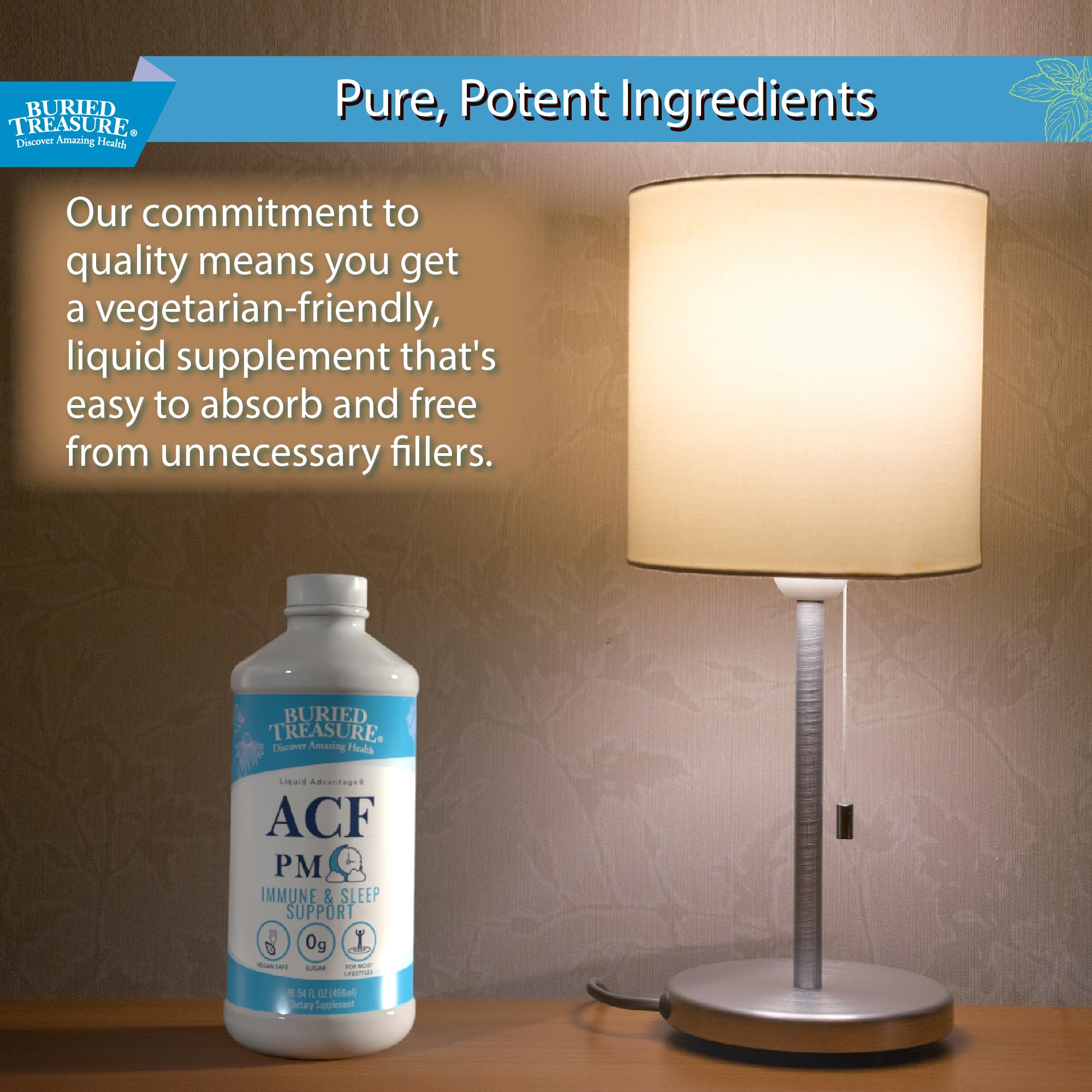 Buried Treasure ACF PM nutrition panel hints at essential nutrients.