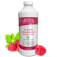 Buried Treasure Fulvic Mineral Complex bottle with raspberry flavor for daily hydration