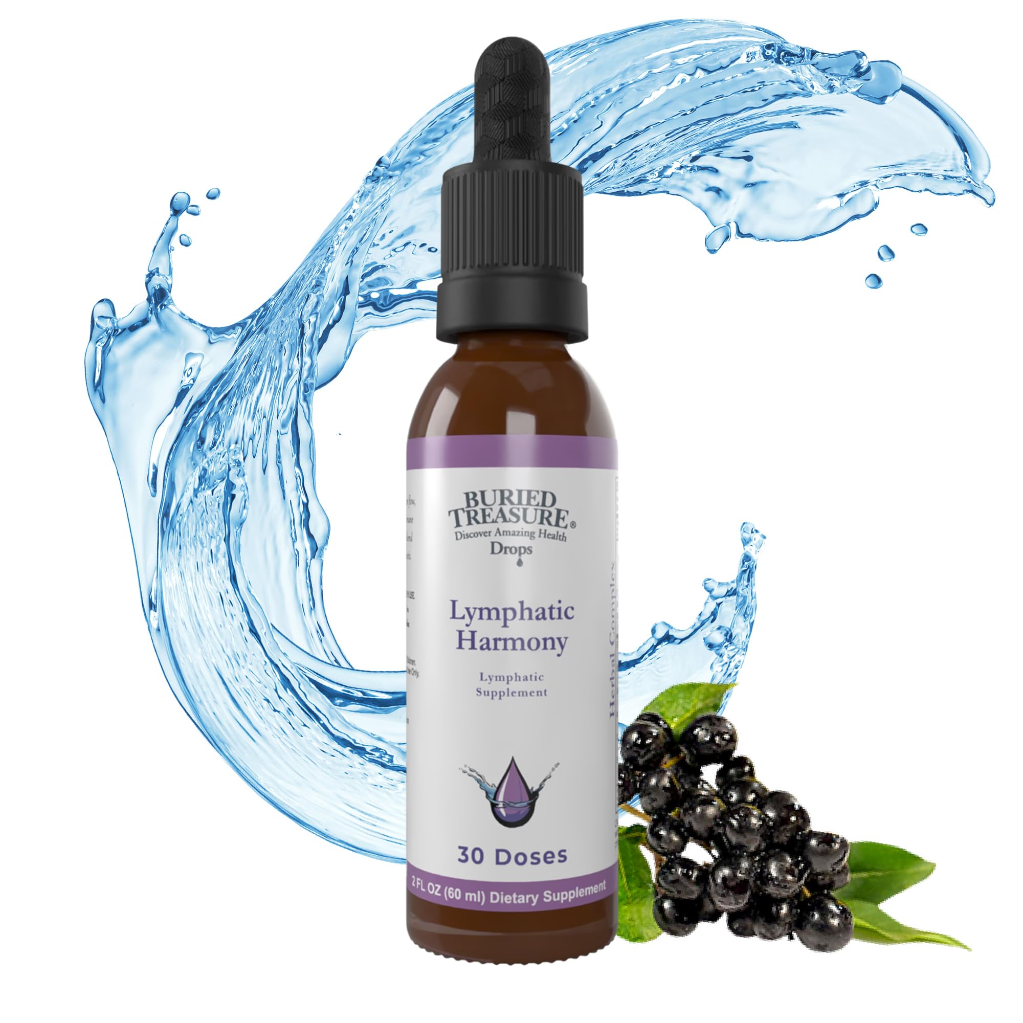Buried Treasure Lymphatic Harmony Drops bottle on a clean surface for convenient daily use.