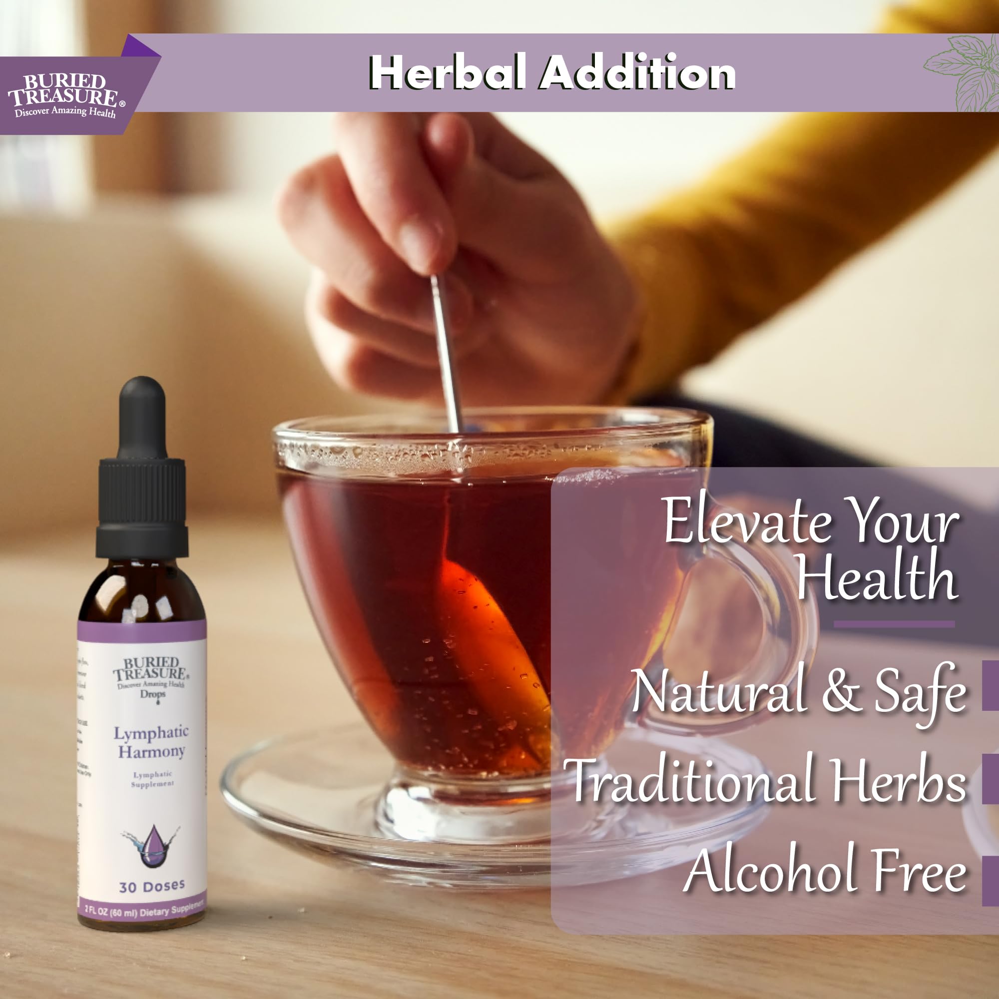 Herbal blend of Cleavers, Burdock, Echinacea, Astragalus, Elderberry and Ginger in Buried Treasure Drops.