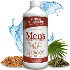 Buried Treasure Men's Prostate bottle front with natural formula for daily urinary support