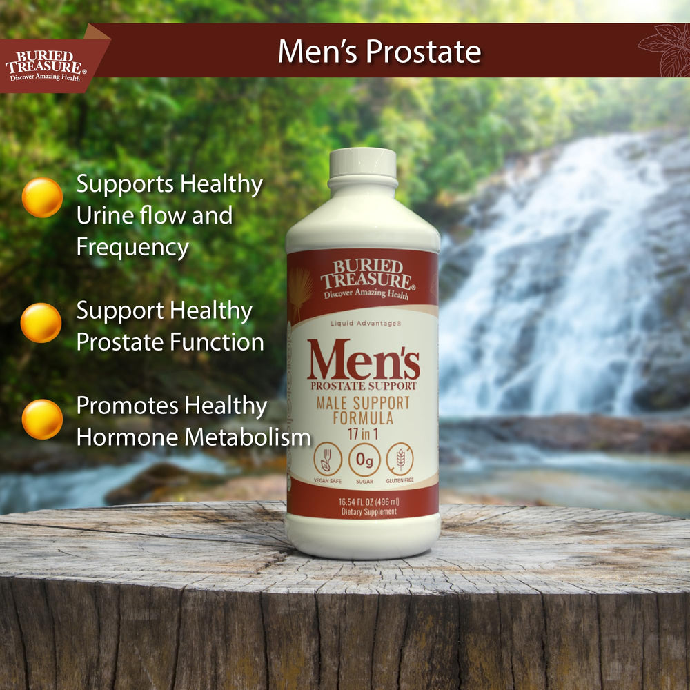 Buried Treasure Men's Prostate liquid pour showing easy-to-take formula