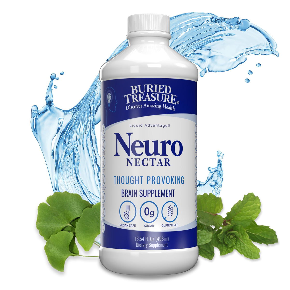 Buried Treasure Neuro Nectar bottle on table for daily focus and energy support.