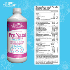 Buried Treasure Prenatal Plus DHA bottle cap for easy daily dosing.