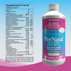 Buried Treasure Prenatal Plus DHA Complete bottle displayed with USA-made assurance.