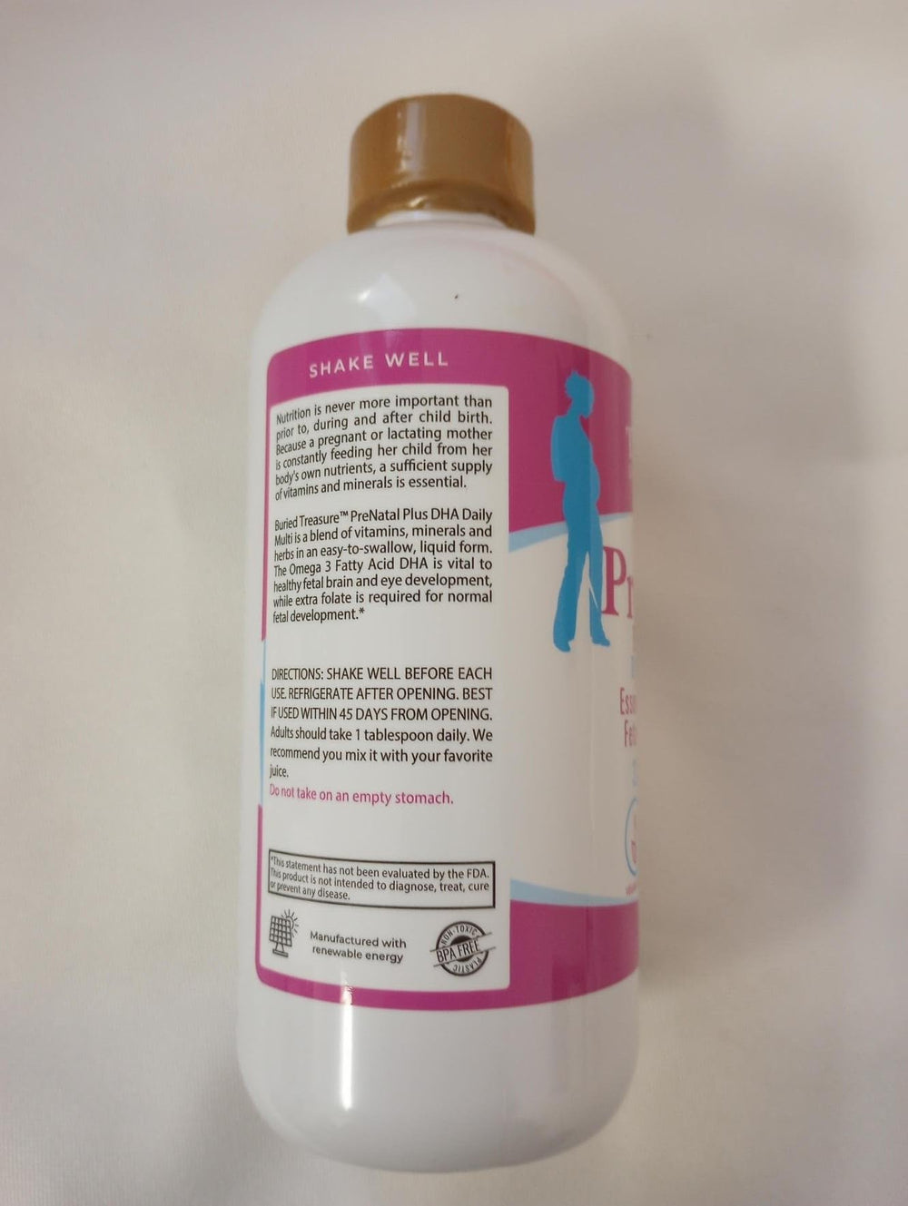 Buried Treasure Prenatal Plus DHA ensures consistent daily intake for busy families.