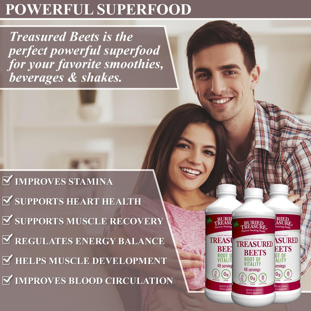 Buried Treasure Treasured Beets label shows vegan and gluten-free benefits