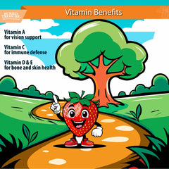 Buried Treasure vegan gluten-free multivitamin bottle with natural fruit flavors.