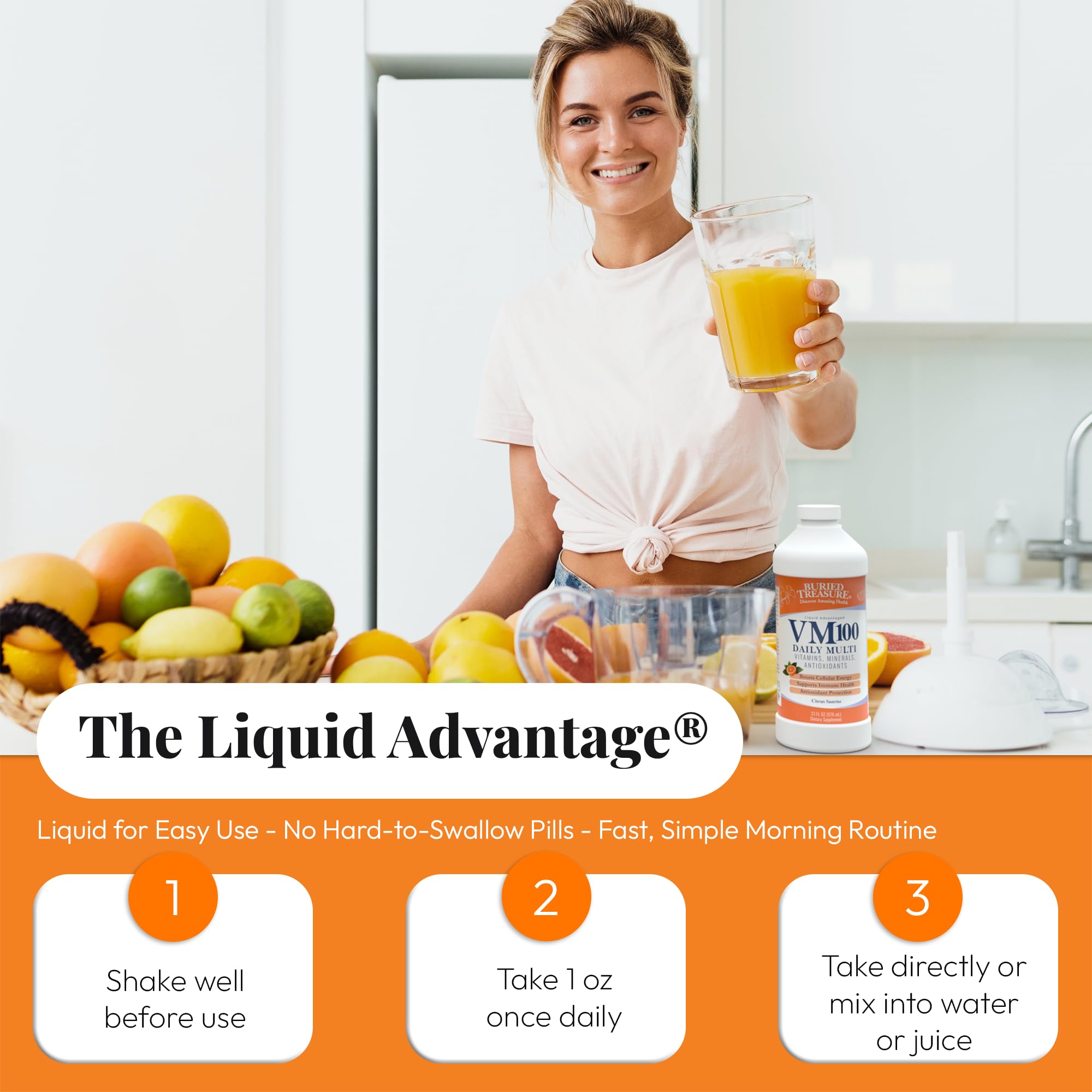 Buried Treasure VM100 vegan-formula-label communicates a plant-based solution with no sugar.