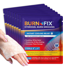 BurnFix Burn Gel Pad 4x4 dressing provides rapid cooling for larger burn areas.