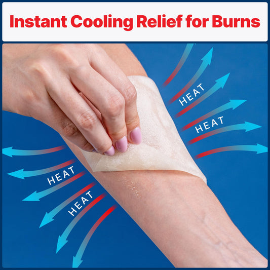 BurnFix instant cooling on contact demonstrates soothing relief for minor burns.