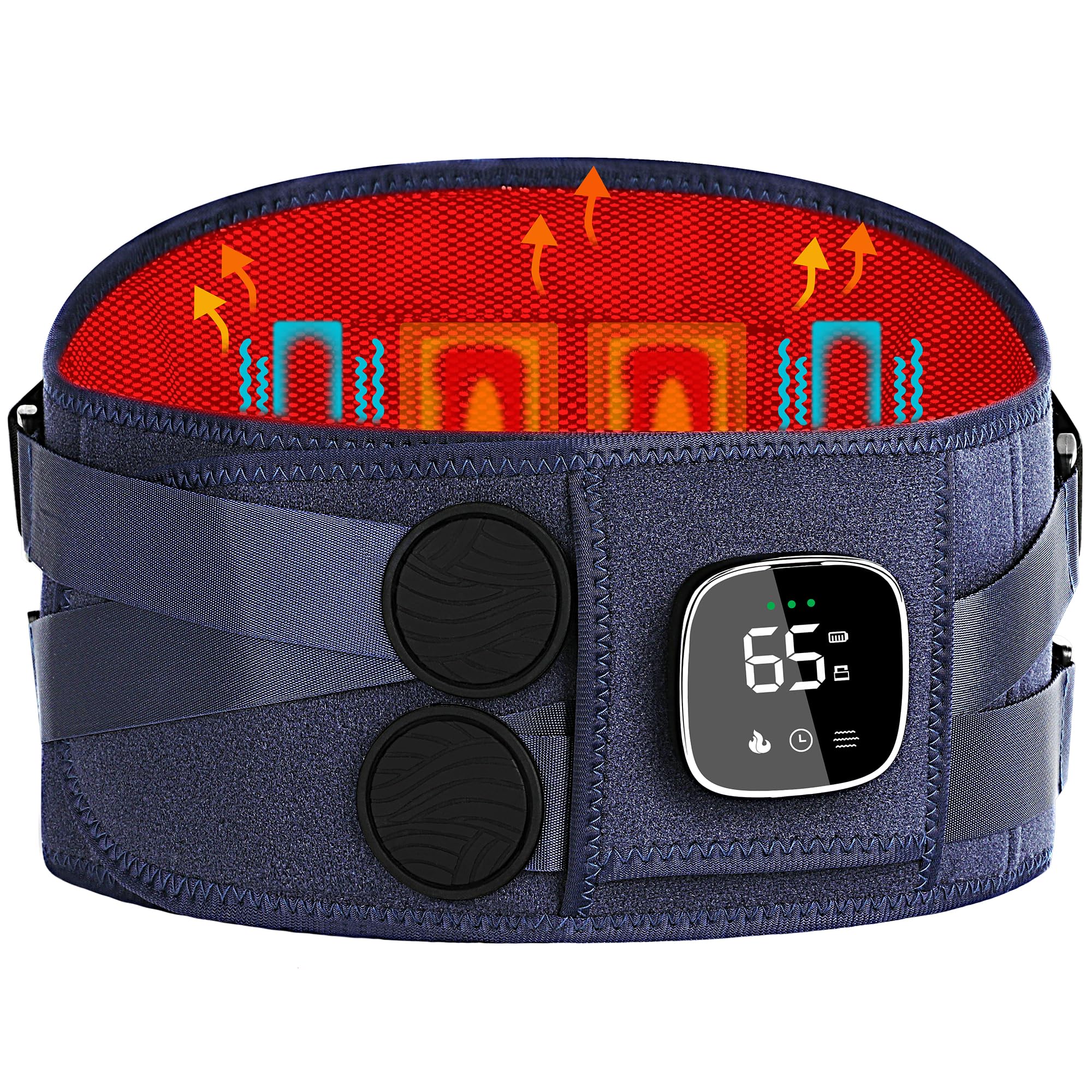 Burrki cordless heating pad front view provides portable warmth for quick relief on the go.